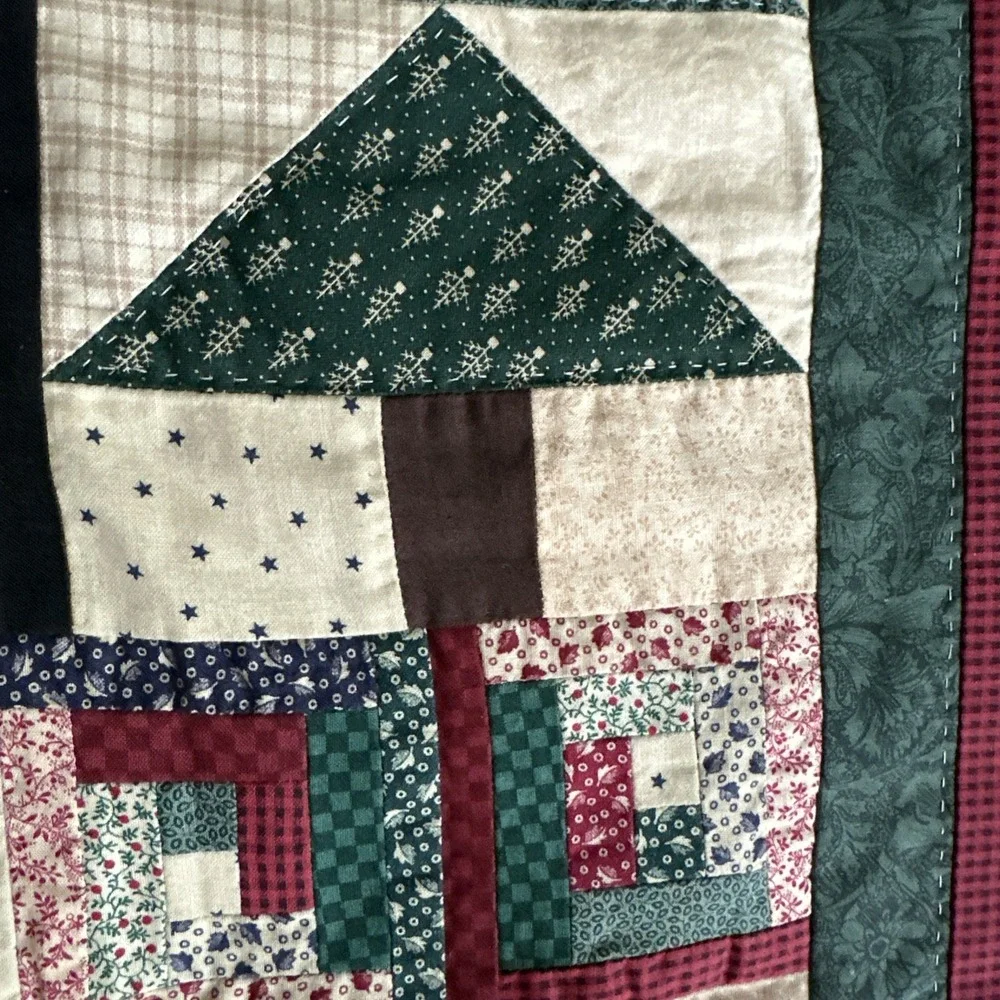 Handmade Patriotic Santa Christmas Quilt Wall Hanging Americana Country Farmhous